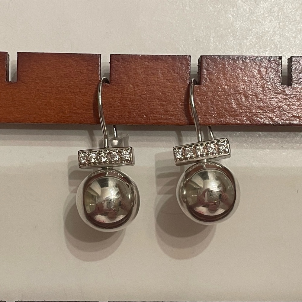 Sterling Silver CZ fancy drop earrings